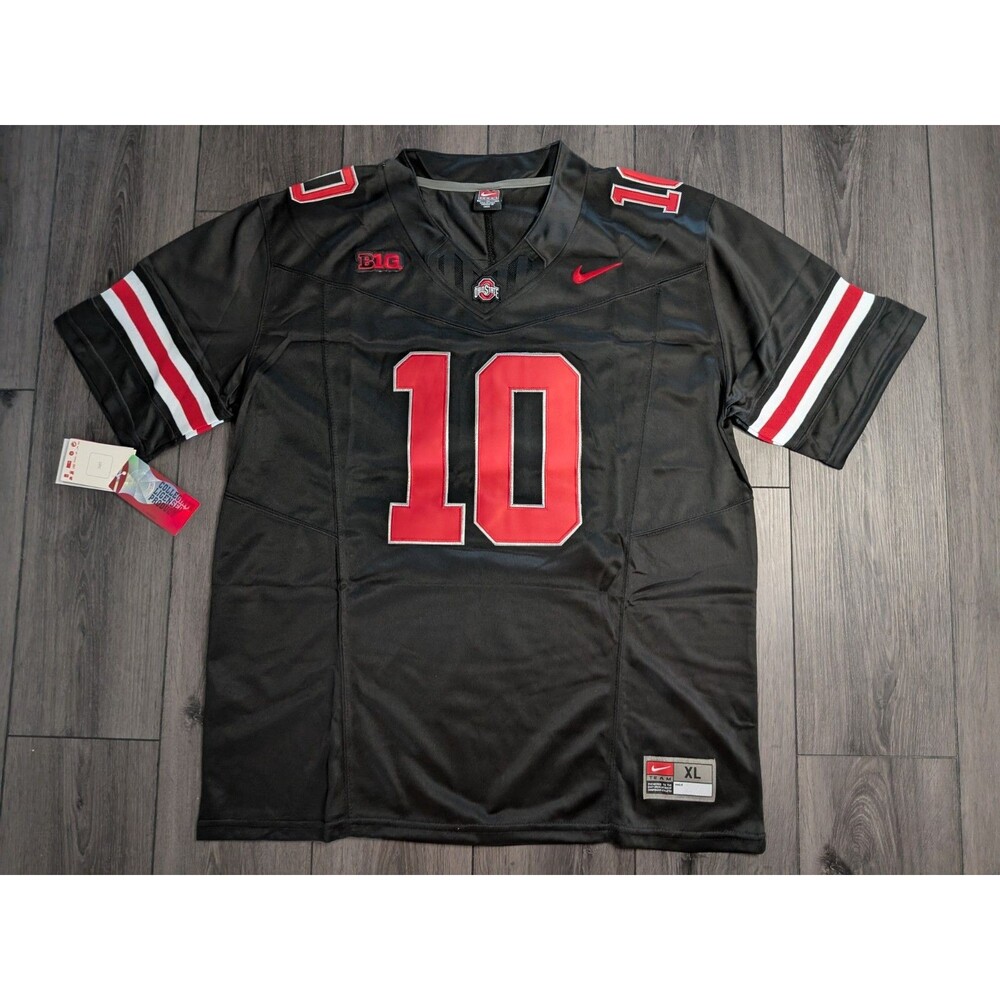 🏈 Julian Sayin #10 Ohio Buckeyes Stitched Jersey BLACKOUT Men's XL